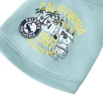 Celebrate West Coast vibes with this California-Themed Aqua Green Pet Hoodie. Adorned with playful graphic prints, including palm trees and a charming bull terrier, this hoodie combines a fun aesthetic with everyday practicality. The breathable fabric and sleeveless design keep your pet comfortable during all their adventures. A bold "California 1997" motif highlights its trendy, casual look, making it an essential outfit for stylish pets. Perfect for walks, photo ops, or just relaxing at home, this hoodie adds a splash of personality to your pet's wardrobe.